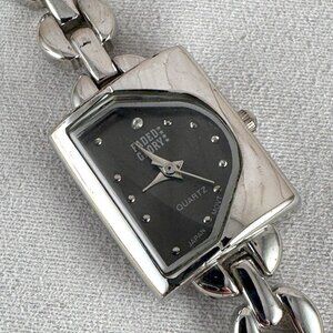 Vintage Asymmetrical Faded Glory Curved Polygon Shaped Face Watch Silver tone